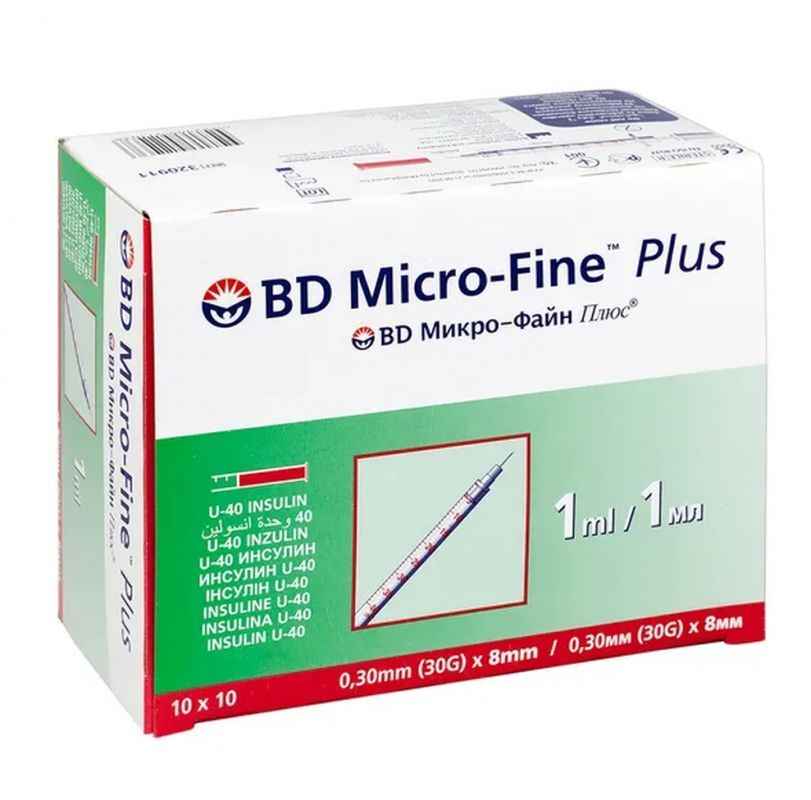 BD Micro-Fine Plus Insulin Syringe 1 ml 30G x 8 mm U-40 with Needle