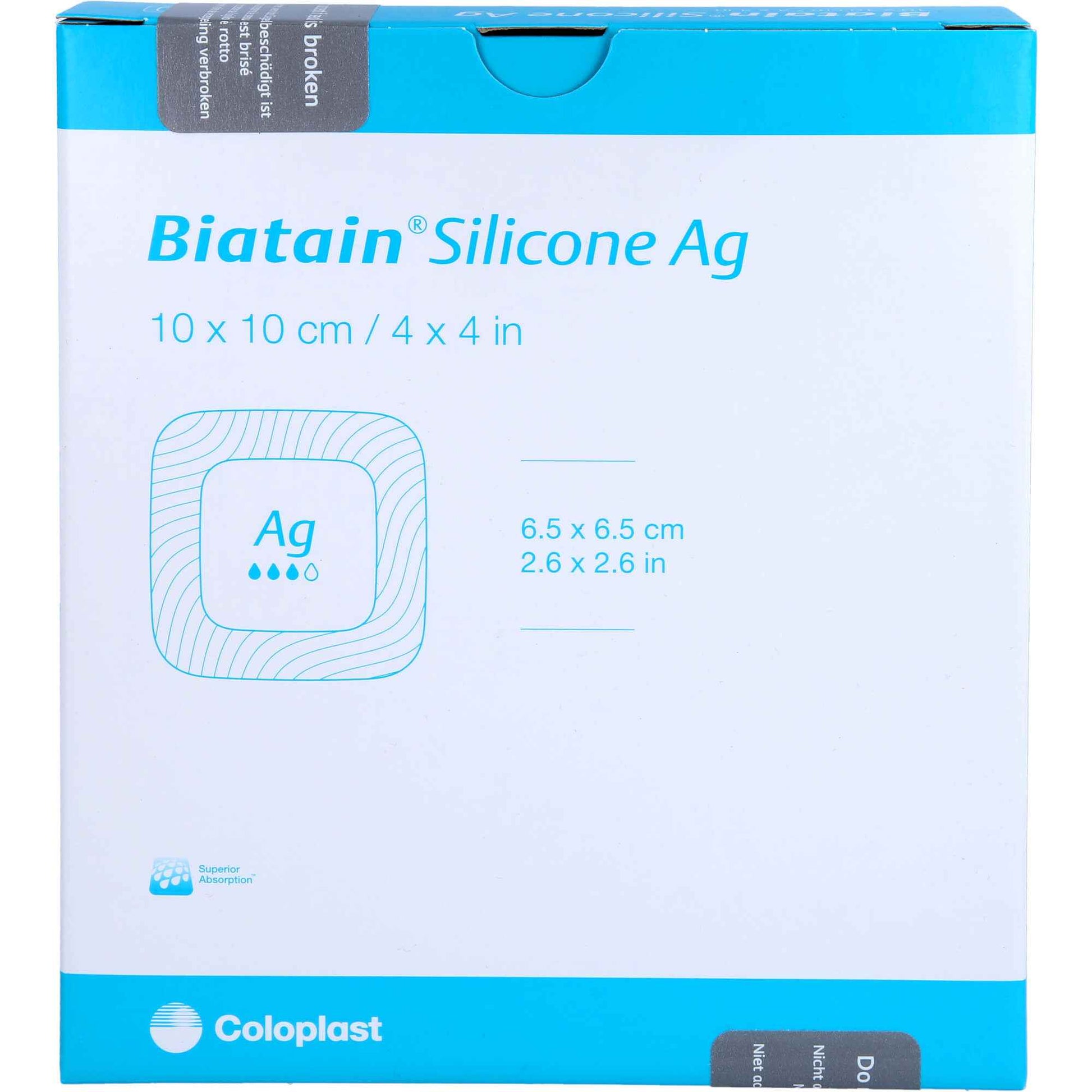 BIATAIN Silicone Ag foam dressing 10x10 cm