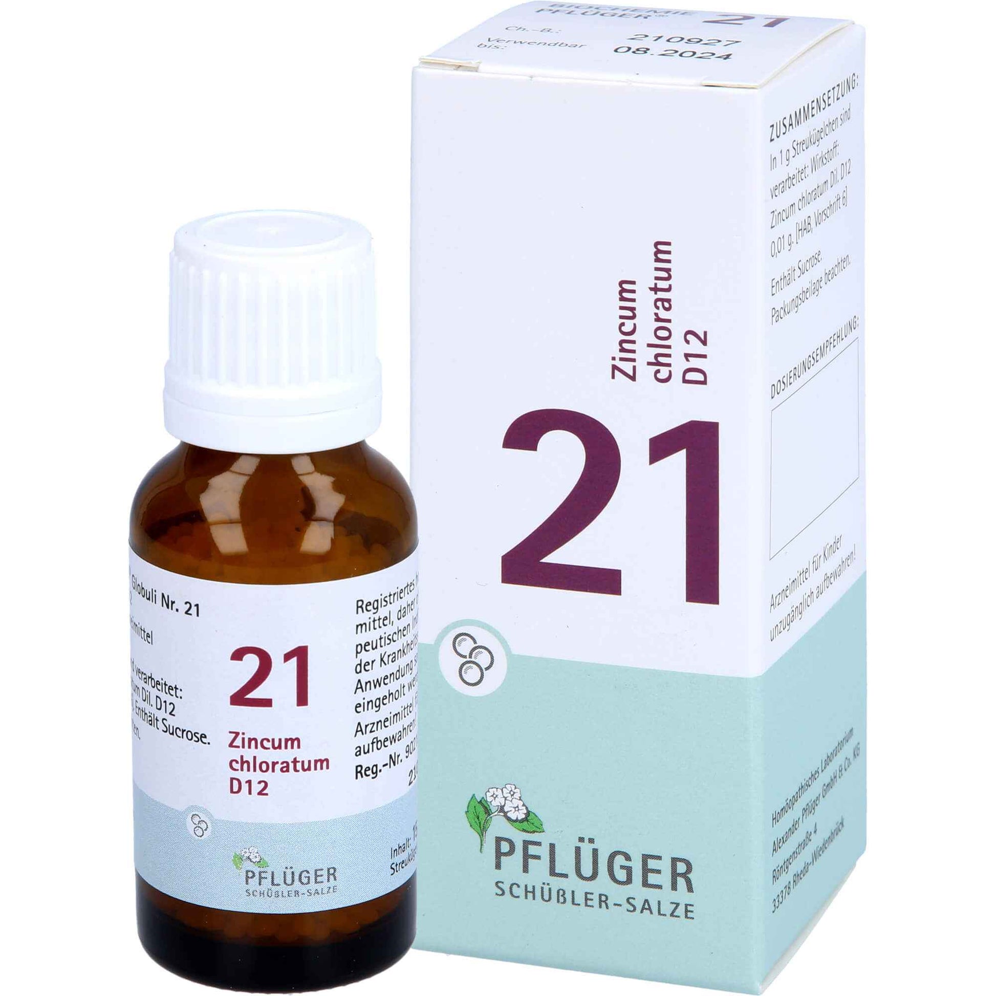 BIOCHEMISTRY Pflüger 21 Zincum chloratum D 12 Globules 15 g