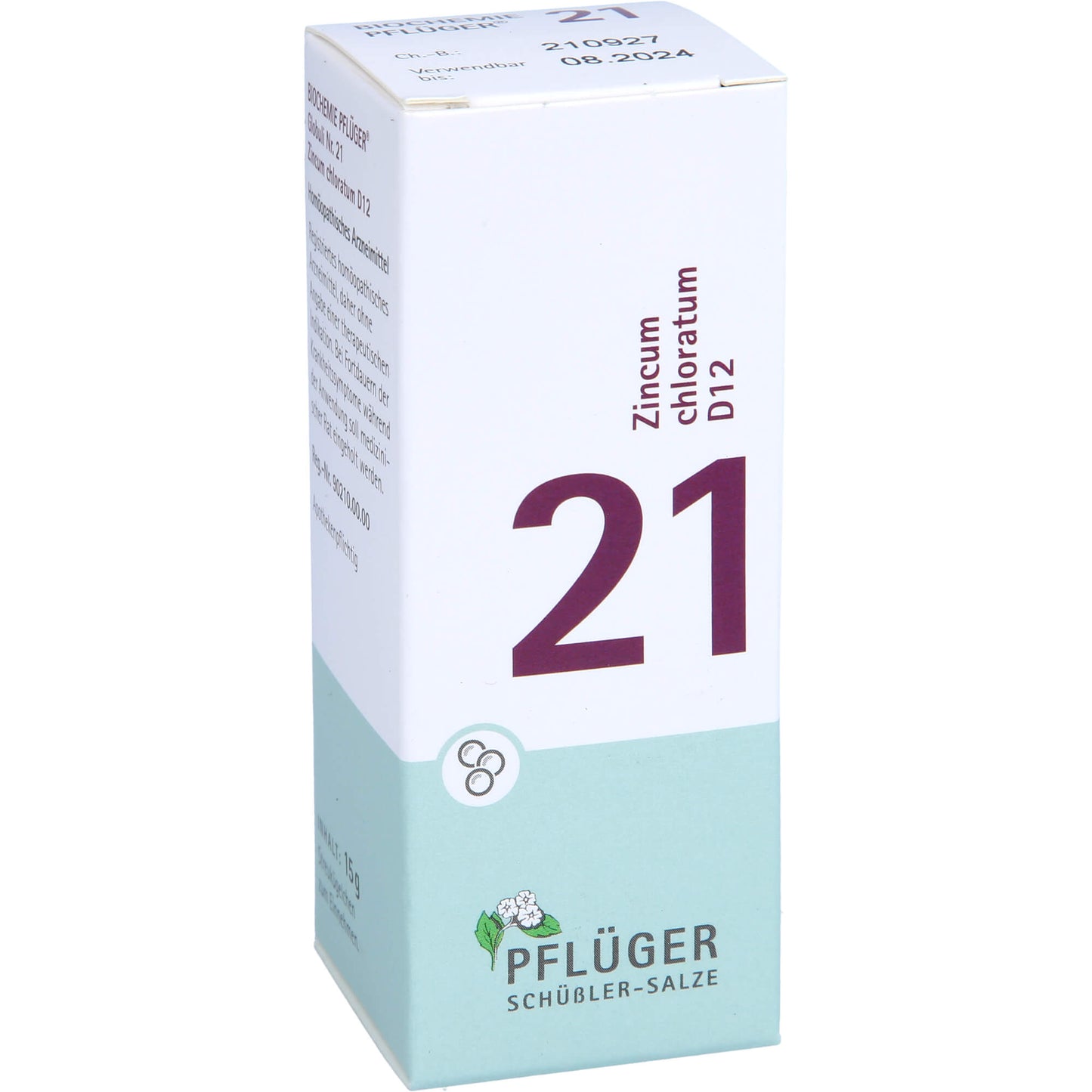 BIOCHEMISTRY Pflüger 21 Zincum chloratum D 12 Globules 15 g
