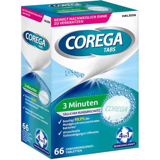 Bacteria that causes bad breath, COREGA Tabs 3 minutes