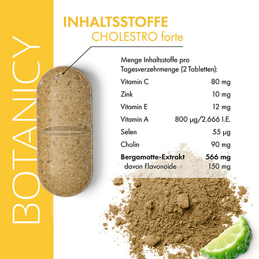 CHOLESTRO forte with BERGAVIT, citrus fruit “bergamot”, support homocysteine, fat metabolism - UKDorf 