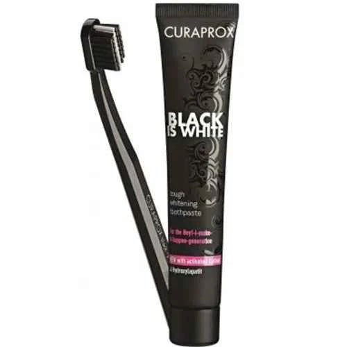 CURAPROX Black is White Charcoal Toothpaste and Brush