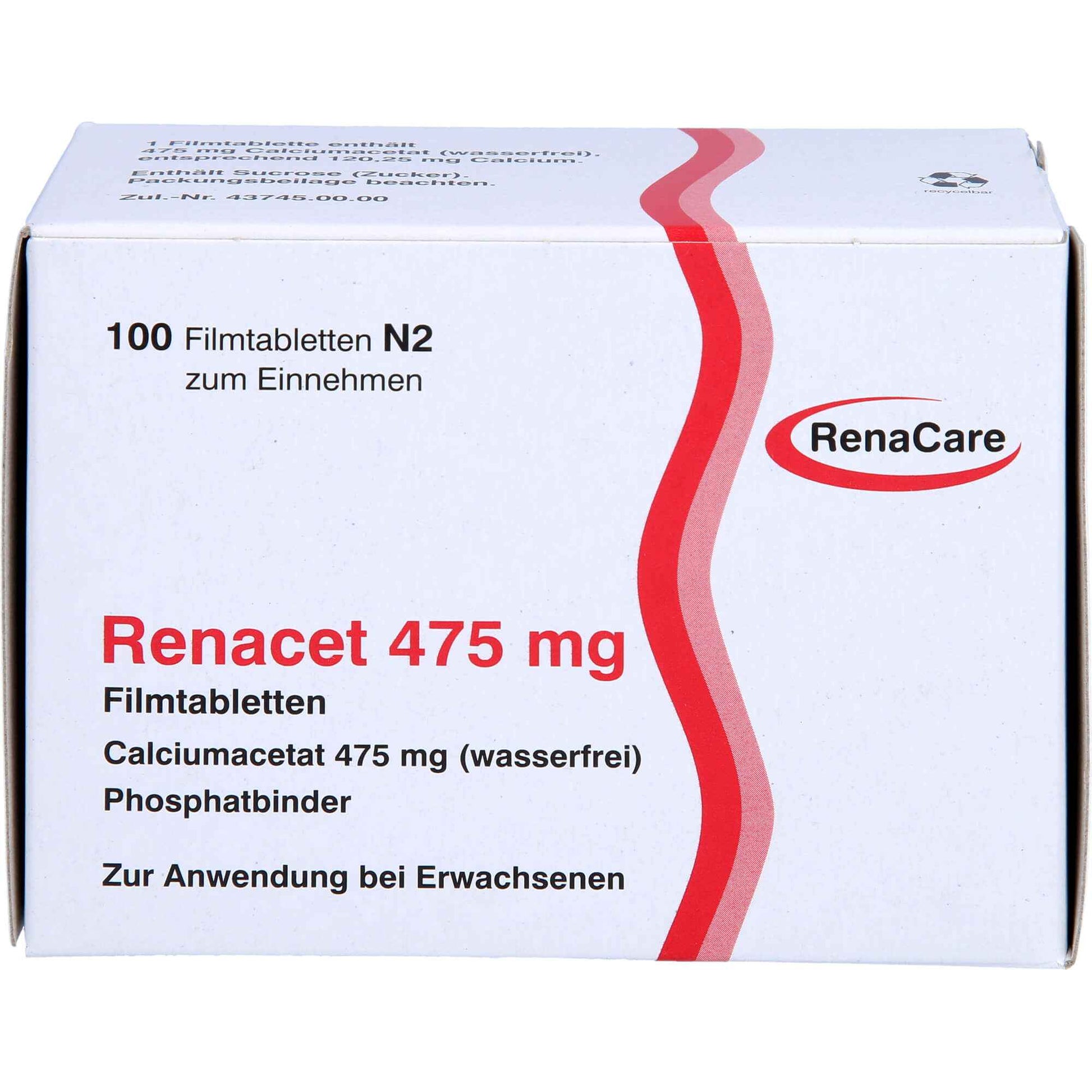 Calcium acetate, chronic kidney failure, RENACET 475 mg film-coated tablets