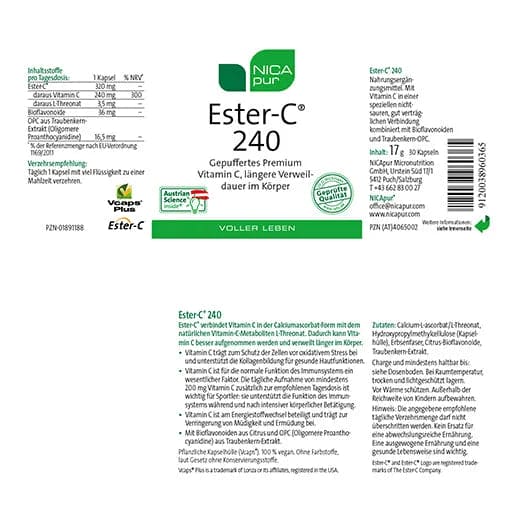Calcium ascorbate, Vitamin C, Ester-C 240 capsules - UKDorf 