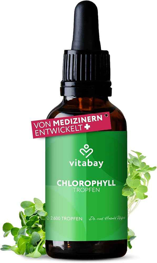 Chlorophyll from alfalfa and chlorella, vegan drops. 100 ml