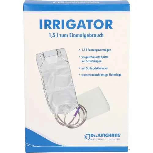 Complete 1.5 l irrigator for single use, with base