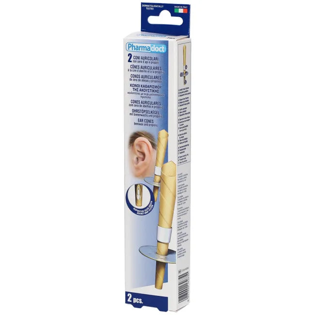 Conical ear candles with beeswax, 2 pieces