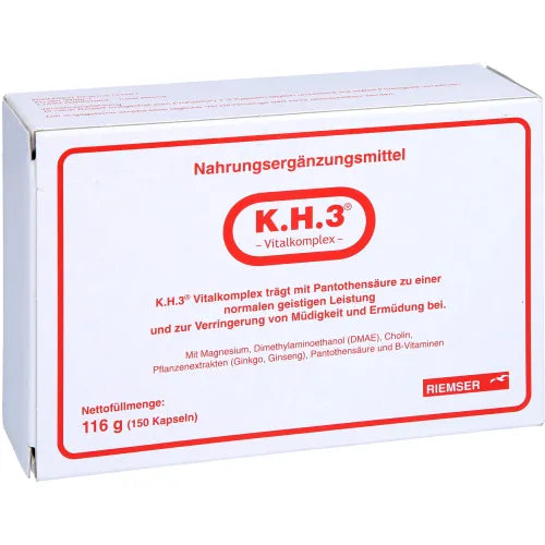 DMAE, Deanol, choline, ginkgo extract, ginseng extract, KH3 vital Esteve complex