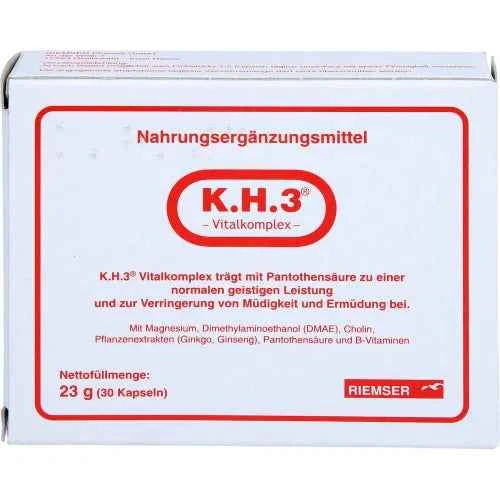 DMAE, choline, ginkgo extract, ginseng extract, KH3 vital complex 30
