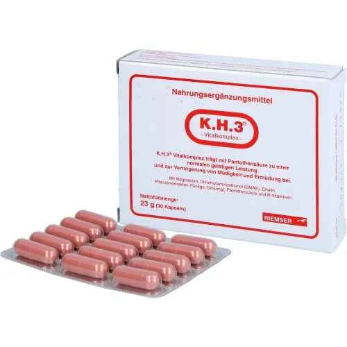 DMAE, choline, ginkgo extract, ginseng extract, KH3 vital complex 30