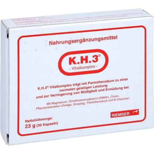 DMAE, choline, ginkgo extract, ginseng extract, KH3 vital complex 30