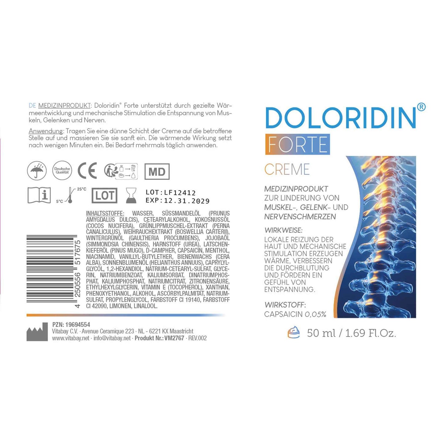 DOLORIDIN Forte Cream for muscle and joint pain 50 ml