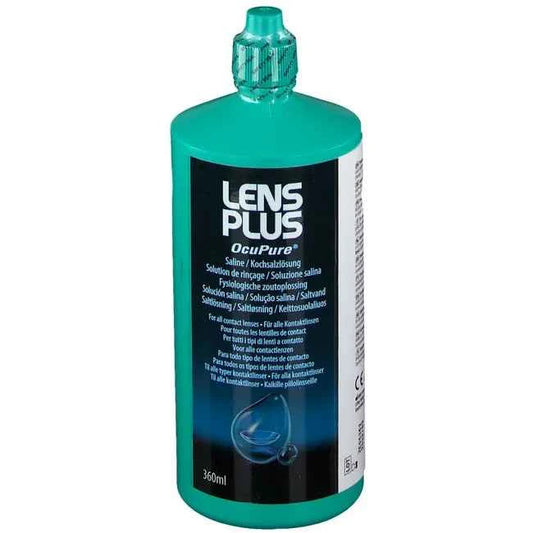 For rinsing all contact lenses, LENS PLUS OcuPure® Saline Solution