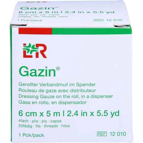 GAZIN Gauze Bandage 6 cm x 5 m, 4-ply roll