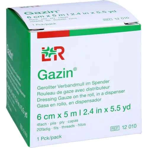 GAZIN Gauze Bandage 6 cm x 5 m, 4-ply roll