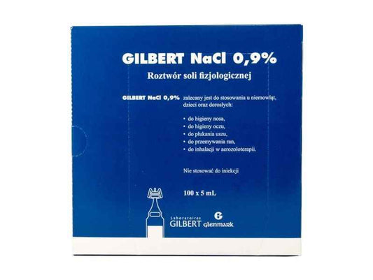 Gilbert NaCl 0.9% 100 x 5ml ampoules, treatment of ear, eye and nose