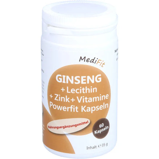 Ginseng + Lecithin + Zinc + Vitamins Powerfit Capsules - UKDorf 