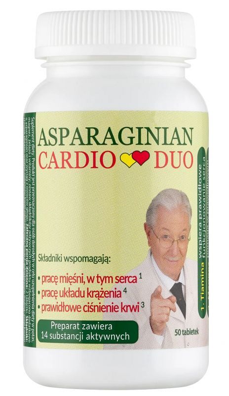 Hawthorn, Iron, B vitamins, Potassium, Magnesium, inulin Aspartate Cardio Duo x 50 tablets