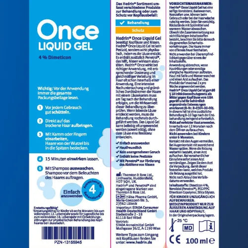 Hedrin Once liquid gel kills lice and nits 100ml. What kills nits and lice?
