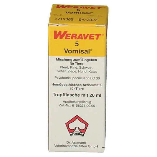 Homeopathic medicine for animals for bronchitis and hyperemesis Weravet® 5 Vomisal®