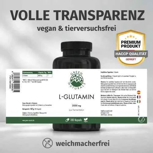 L-Glutamine 3000 mg vegan capsules 180 pieces