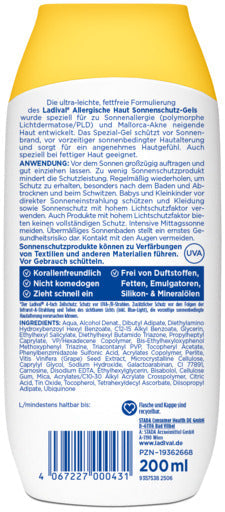 LADIVAL allergic skin sunscreen gel SPF 50+ 200 ml