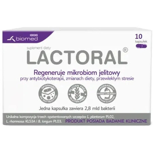 during and after antibiotic therapy Lactoral 10 capsules