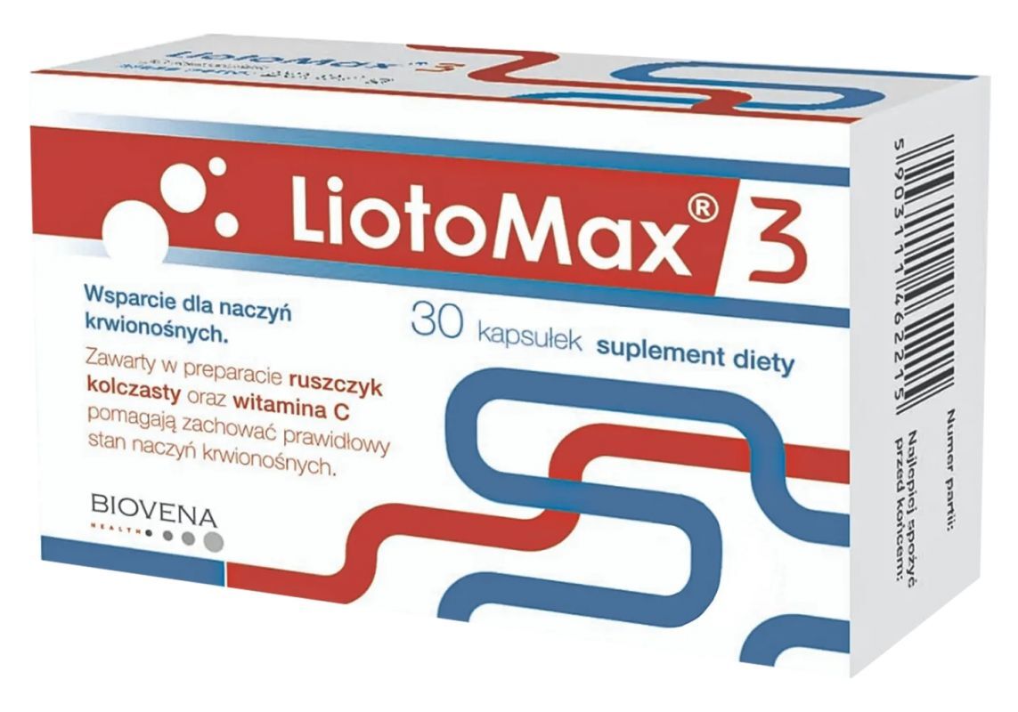 LiotoMax 3 x 30 pieces of capsule diosmin extract, ruscus, zinc, vitamin C