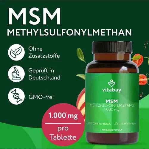 MSM 1000 mg methylsulfonylmethane vegan tablets 365 pcs