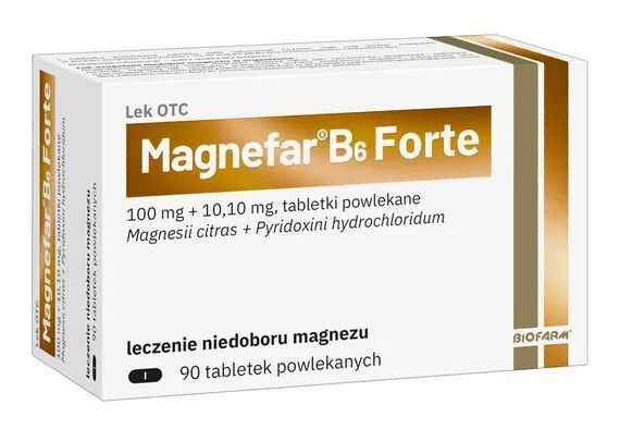 Magnefar B6 Forte 100 mg + 10.10 mg 90 tablets