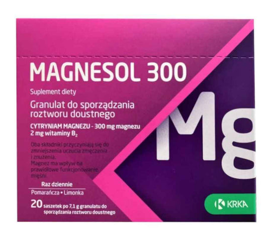Magnesium Riboflavin (Vitamin B2) Krka Magnesol 300 20 sachets