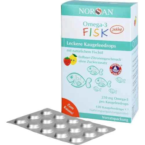 NORSAN Omega-3 FISK Jelly for children drag storage 120 pieces