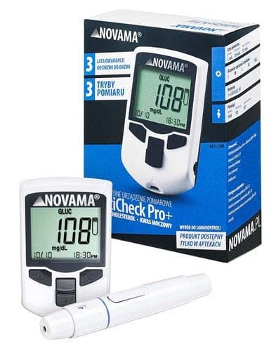 NOVAMA MultiCheck Pro+ 3in1, measuring glucose, cholesterol, uric acid - UKDorf 