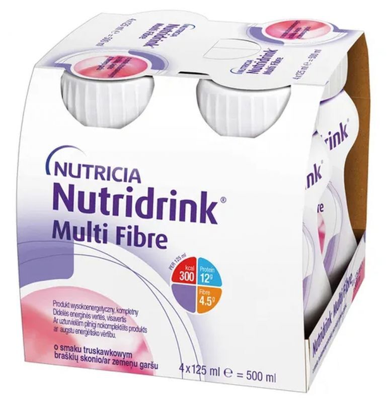 NUTRIDRINK Multi Fiber flavored strawberry 4 x 125ml