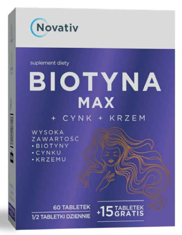Novativ Biotin Max + Zinc + Silicon 75 tablets