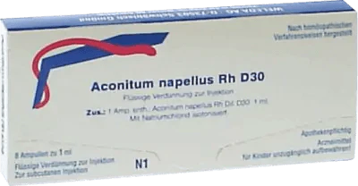PAIN, acute gastroenteritis, Anxiety, ACONITUM NAPELLUS Rh D 30 ampoules - UKDorf 