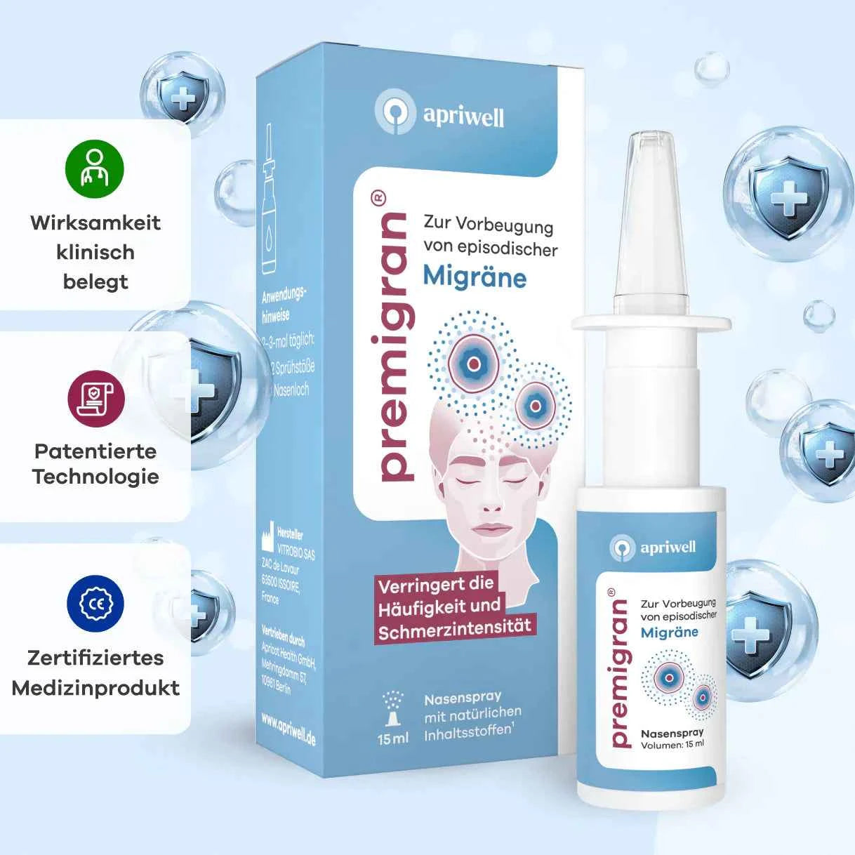 PREMIGRAN Migraine Spray Apriwell Nasal Spray