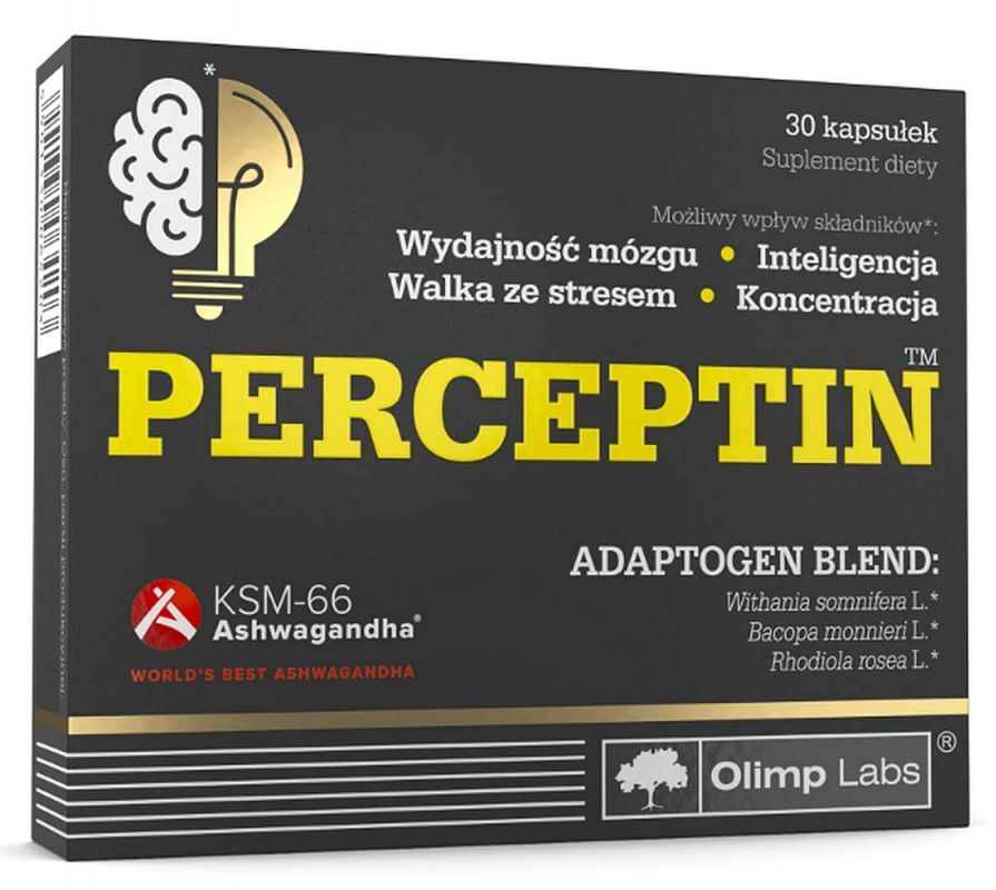 Perceptin x 30 capsules, ashwagandha root, rhododendron roots, ksm 66