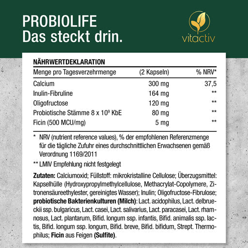 Probiotics, probiotic PROBIOLIFE, ficin, Ficus carica - UKDorf 