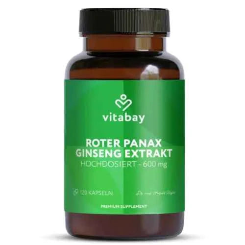 RED PANAX Ginseng Extract 600 mg vegan Capsules 120 count