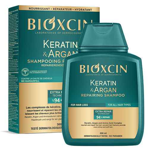Repair of damaged hair, BIOXCIN Repairing Shampoo Keratin & Argan