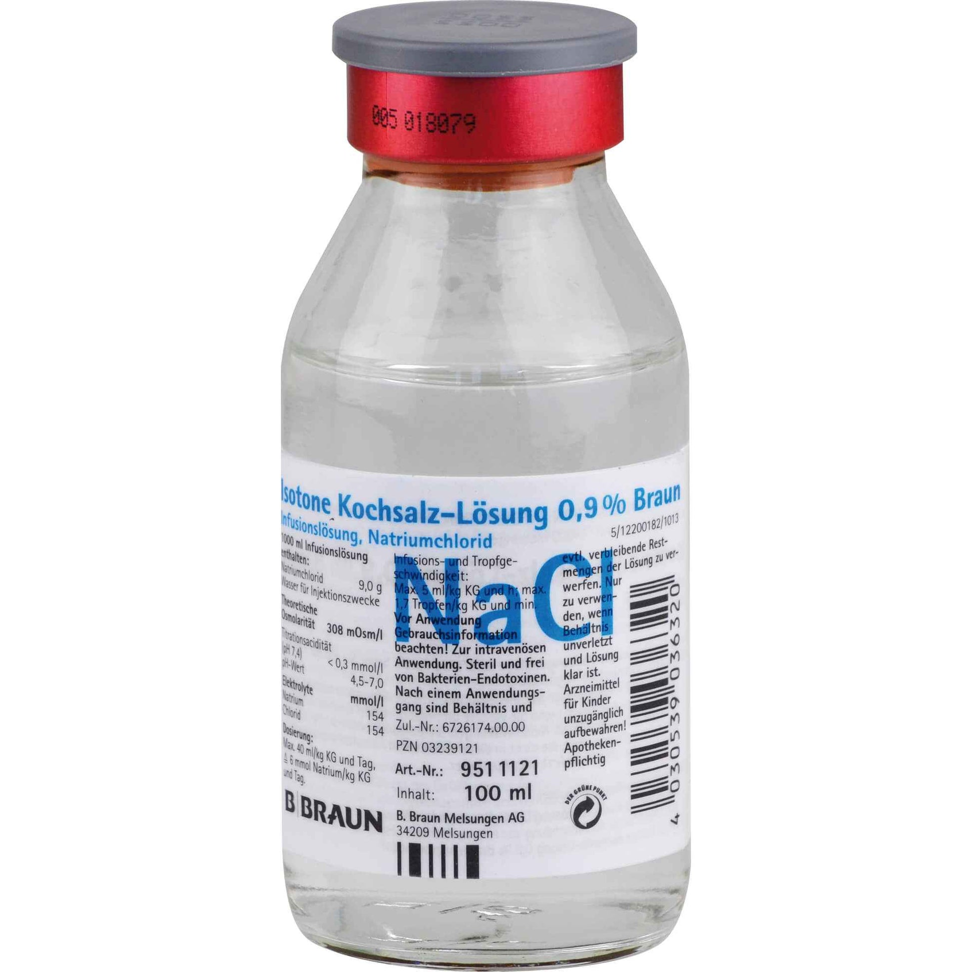 SALINE SOLUTION 0.9% glass bottle