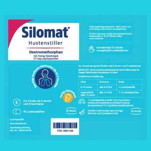 SILOMAT Cough Suppressant DMP with Honey Flavor 7.7mg LUP 40 tablets