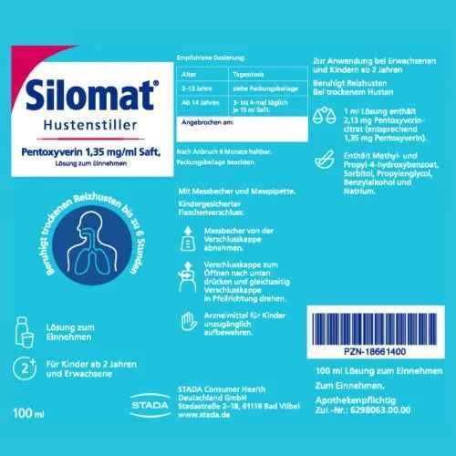 SILOMAT cough suppressant pentoxyverine 1.35 juice 100 ml