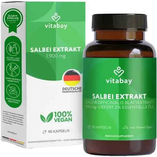 Sage extract 1900 mg Salvia officinalis vegetable capsules, 90 capsules