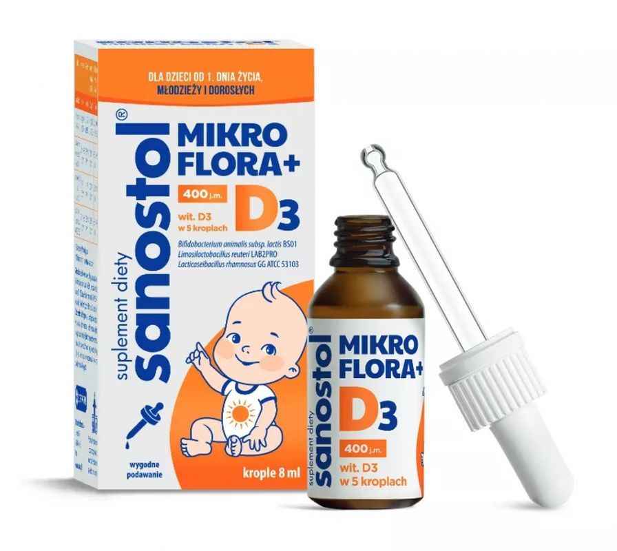 Sanostol Microflora + D3 drops 8 ml