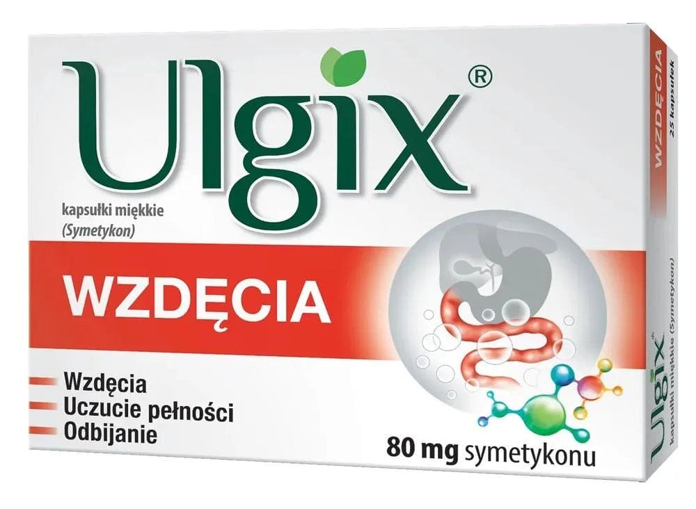 Simeticone (Simeticonum), Ulgix Flatulence 80 mg 25 capsules - UKDorf 