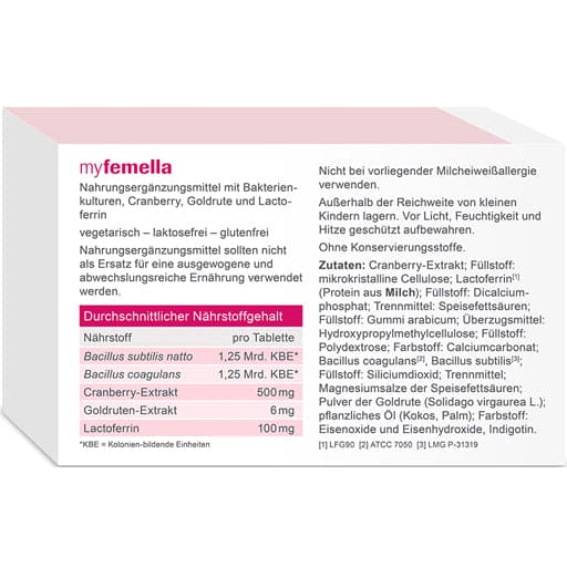 Sporebiotics, cranberry, goldenrod, lactoferrin, MYFEMELLA tablets - UKDorf 