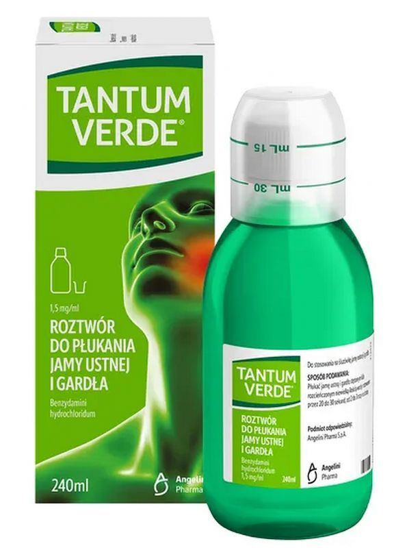 TANTUM VERDE liquid 240ml, benzydamine hydrochloride, antimicrobial mouth rinse